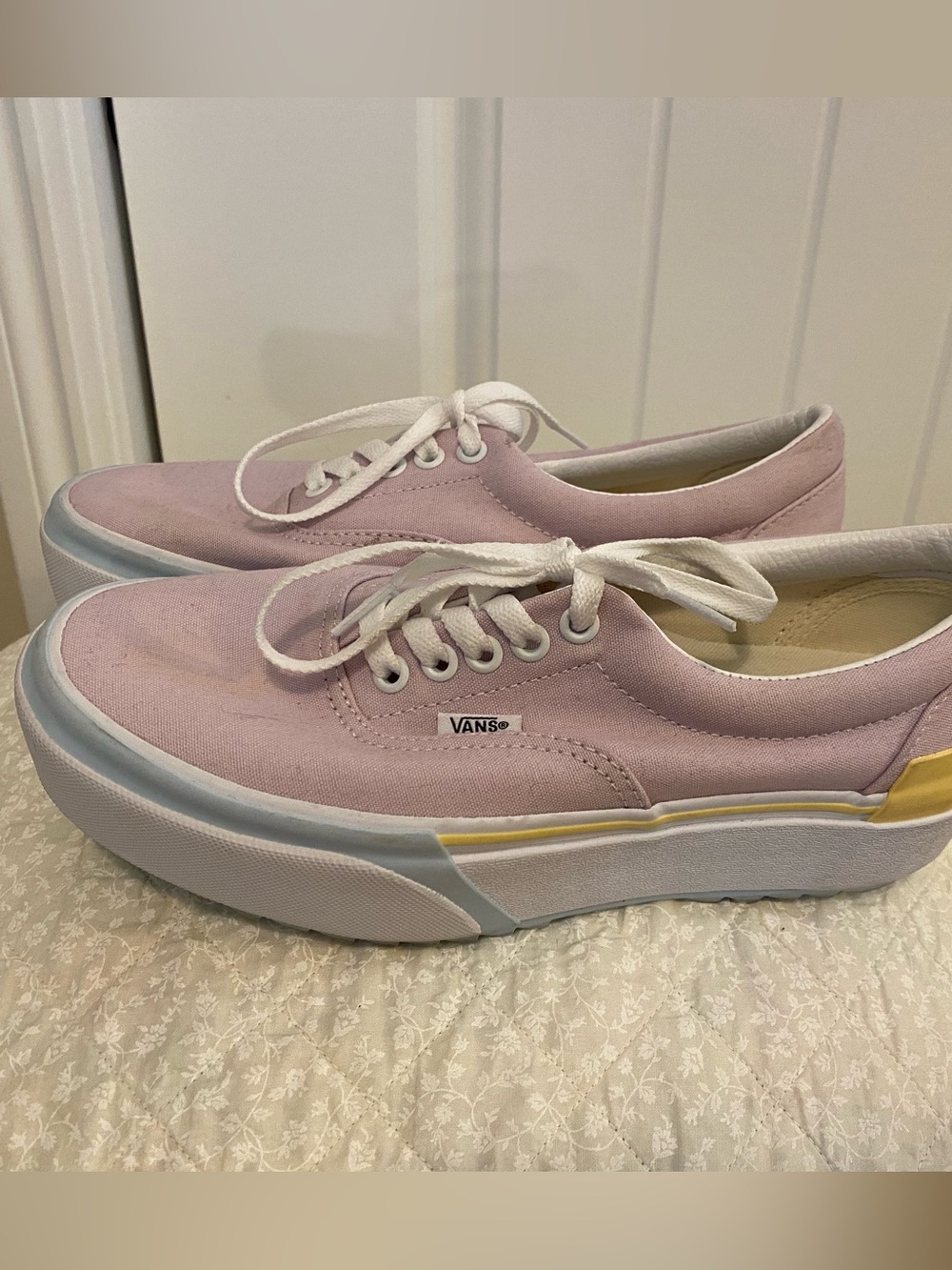 Vans Women’s Era stacked Pastel Pink Canvas Platform Sneakers